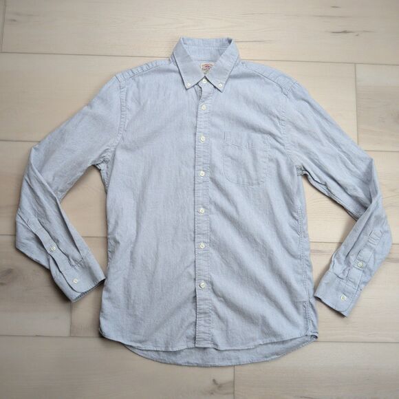 Faherty Stretch Oxford Shirt Mens M Blue White Striped Long Sleeve MWC0070 - Picture 1 of 11